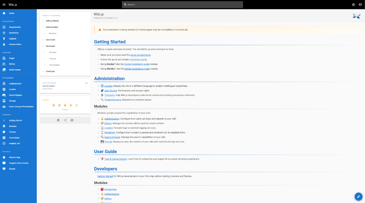 Wiki.js screenshot 1