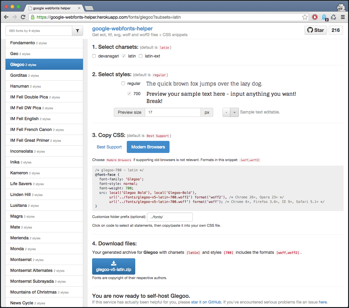 google-webfonts-helper screenshot