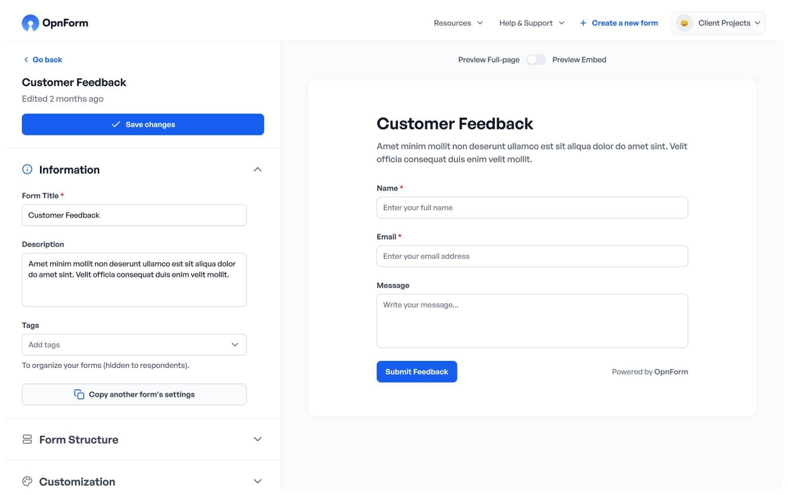 OpnForm screenshot