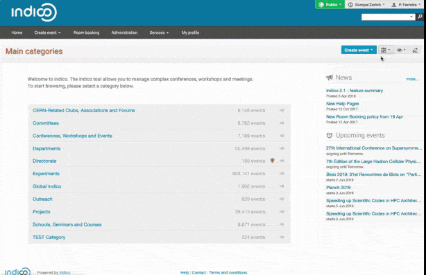 Indico screenshot