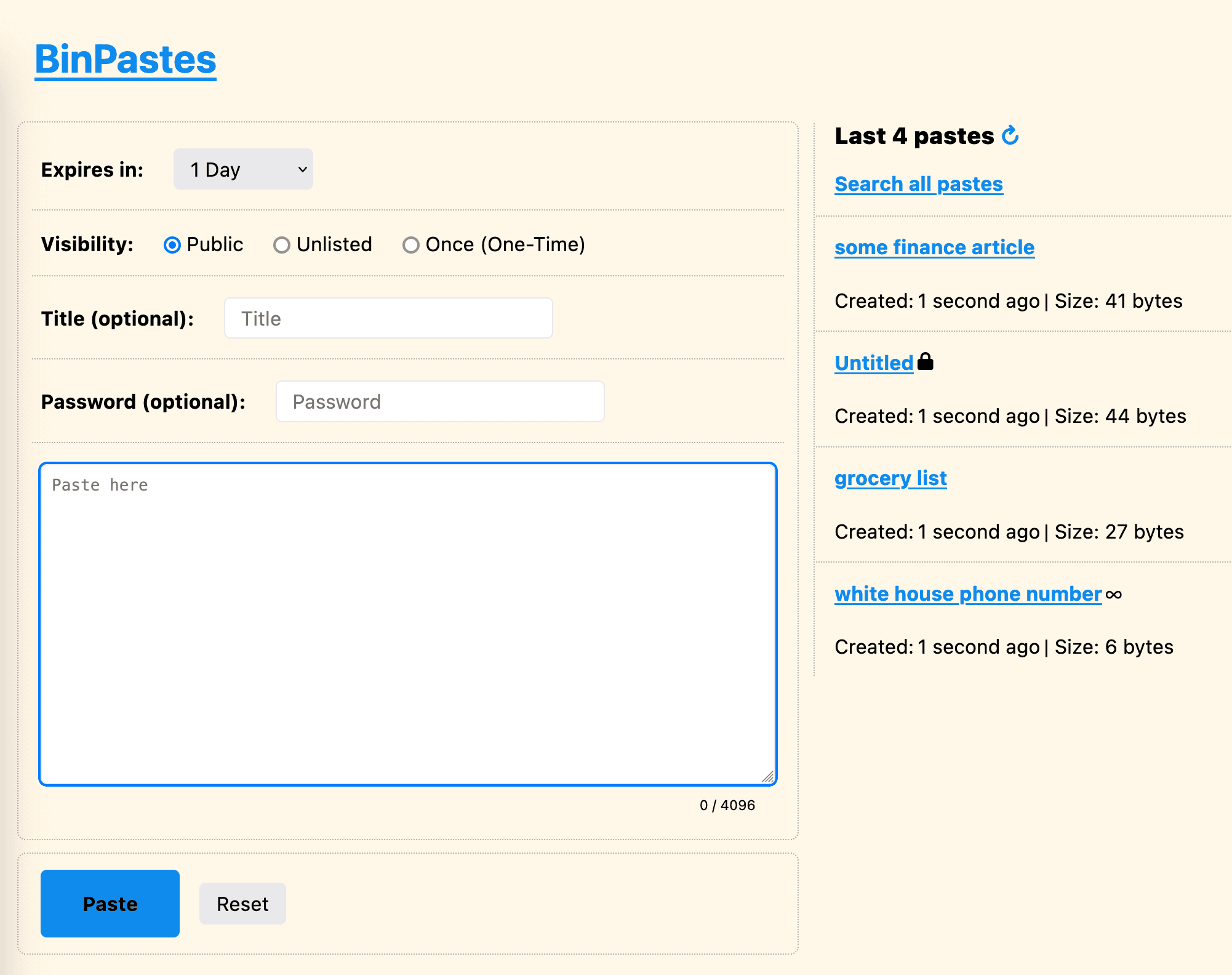 BinPastes screenshot