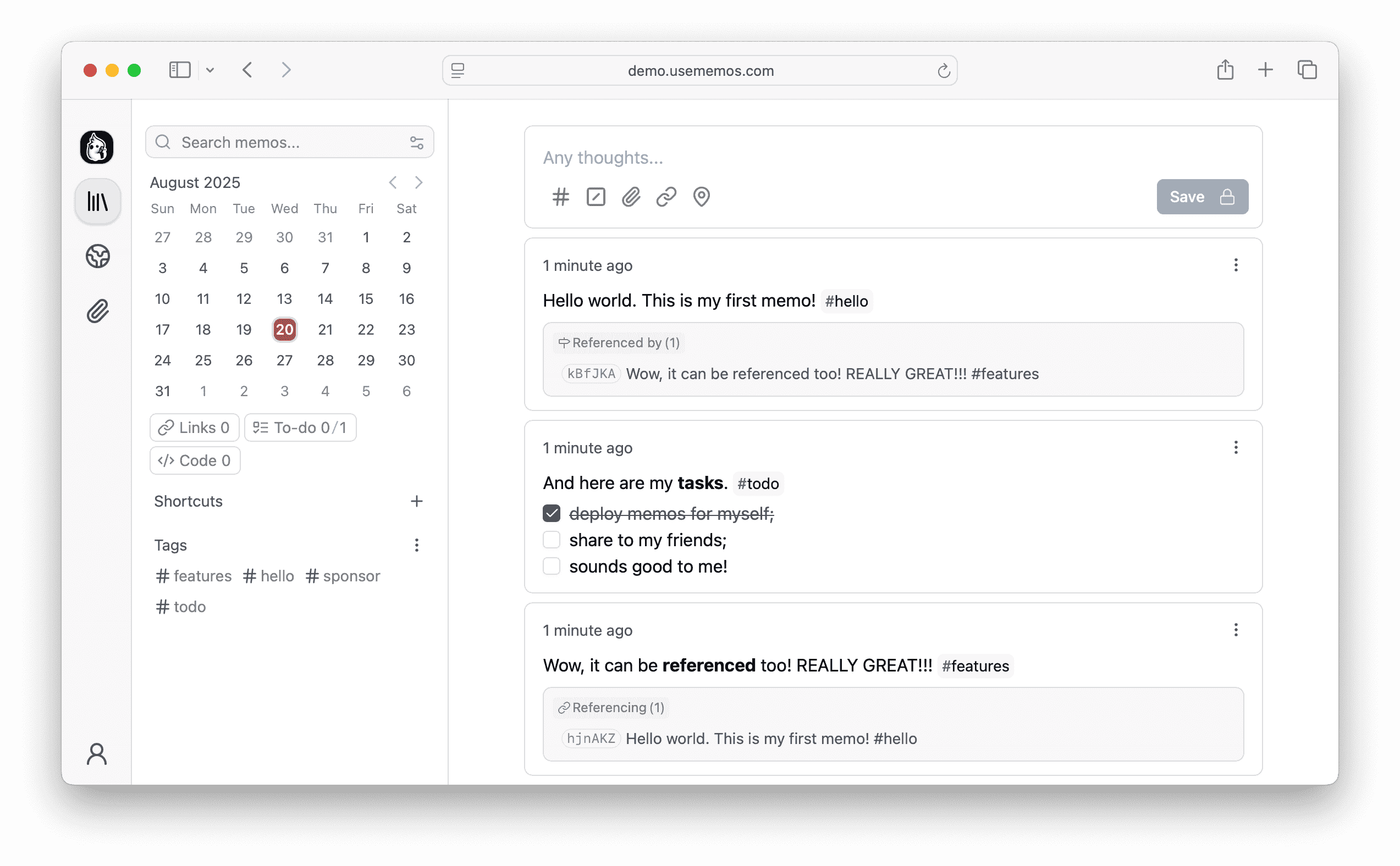 Memos screenshot 1