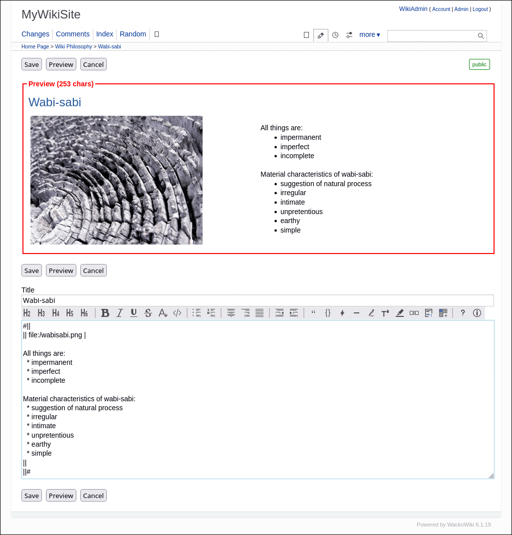 WackoWiki screenshot 1