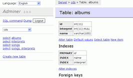 Adminer screenshot 1