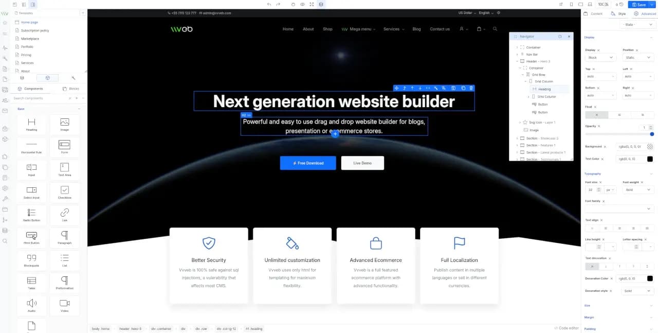 Vvveb CMS thumbnail 4