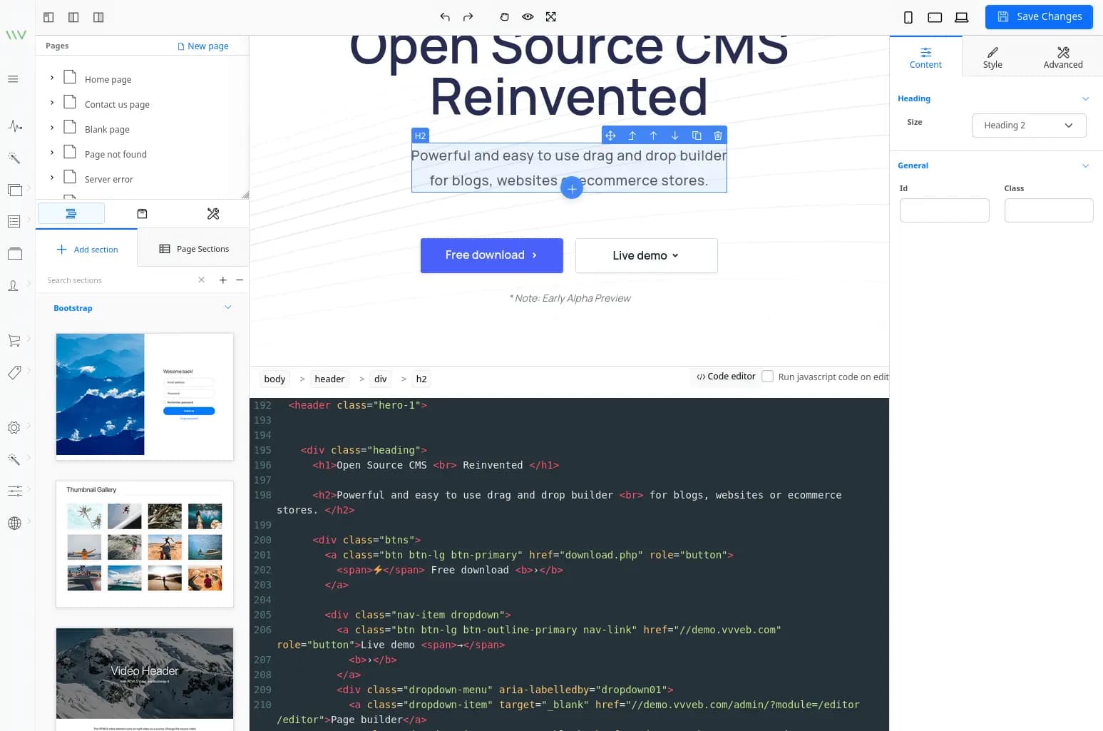 Vvveb CMS thumbnail 2