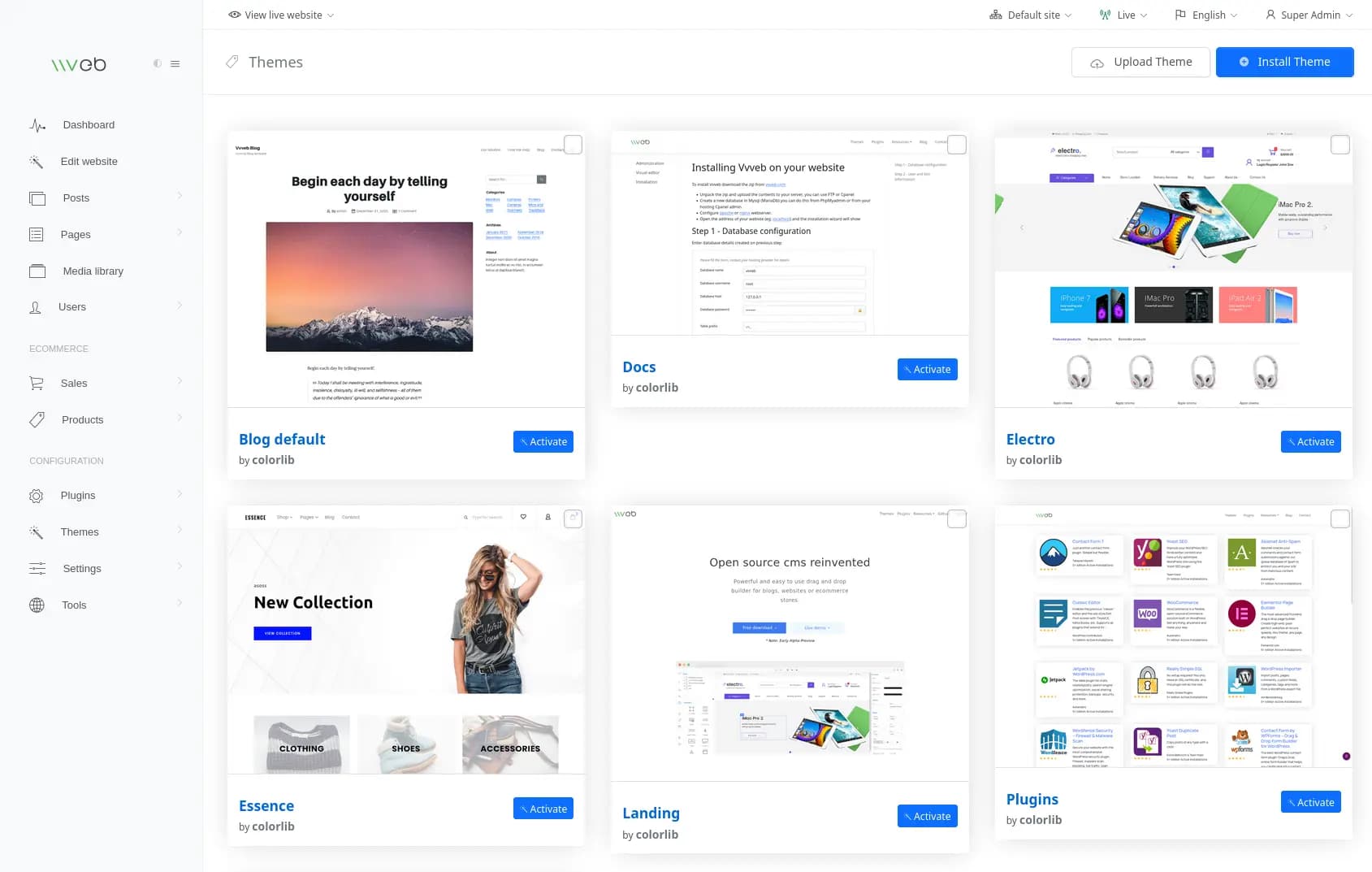 Vvveb CMS screenshot 1