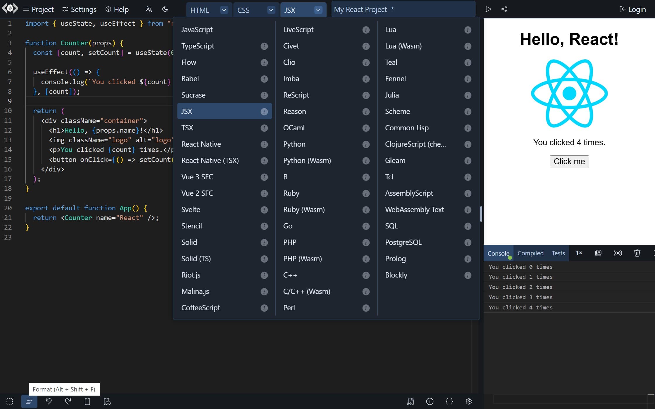 LiveCodes screenshot
