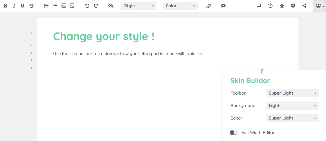 Etherpad screenshot 1