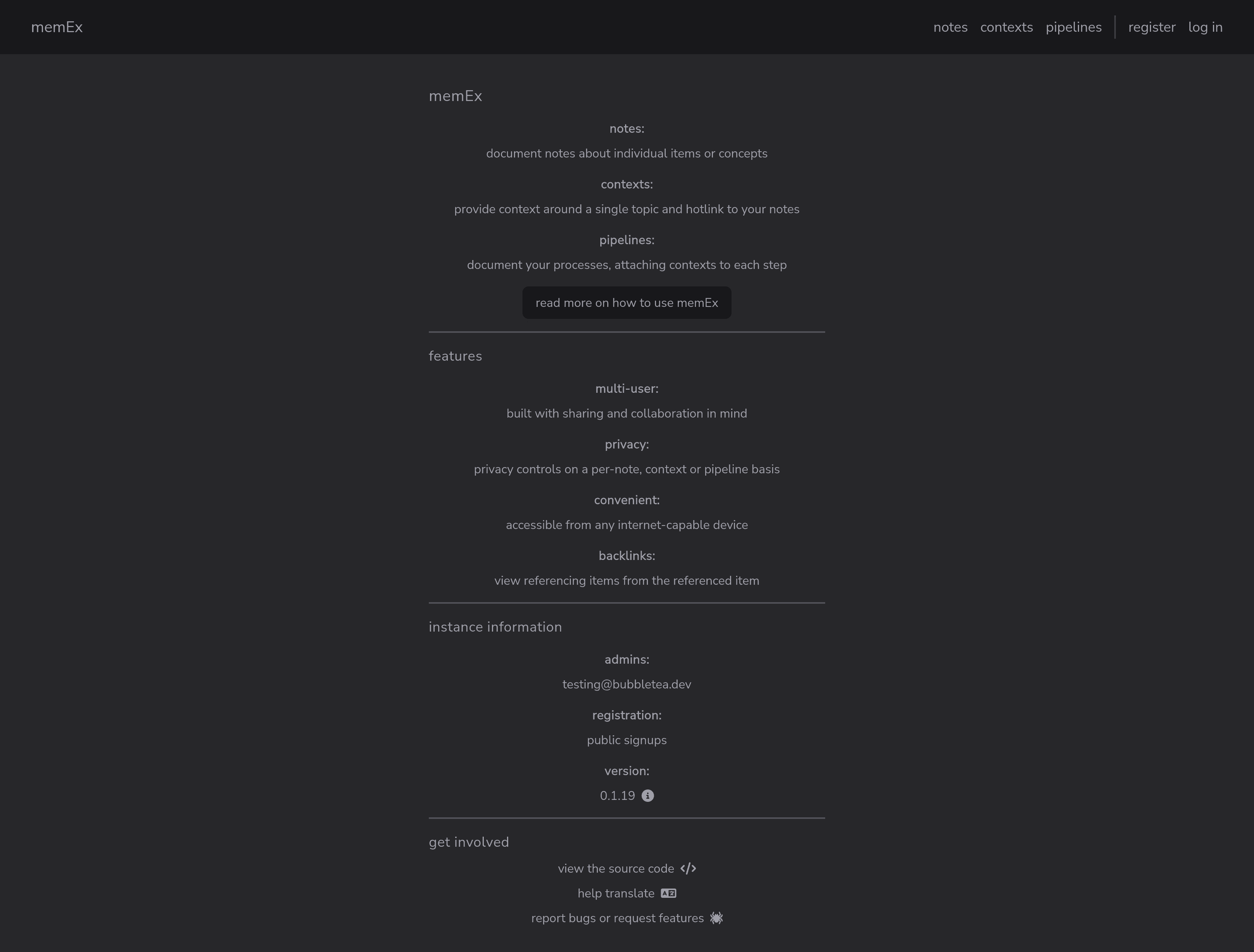 memEx screenshot