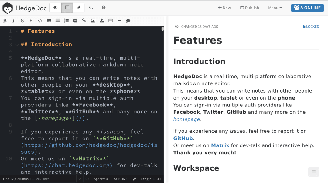 HedgeDoc screenshot