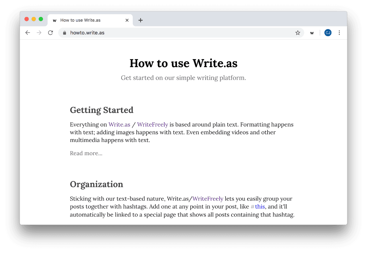 WriteFreely screenshot 1