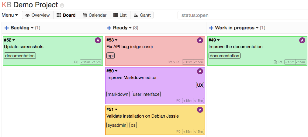 Kanboard screenshot 1