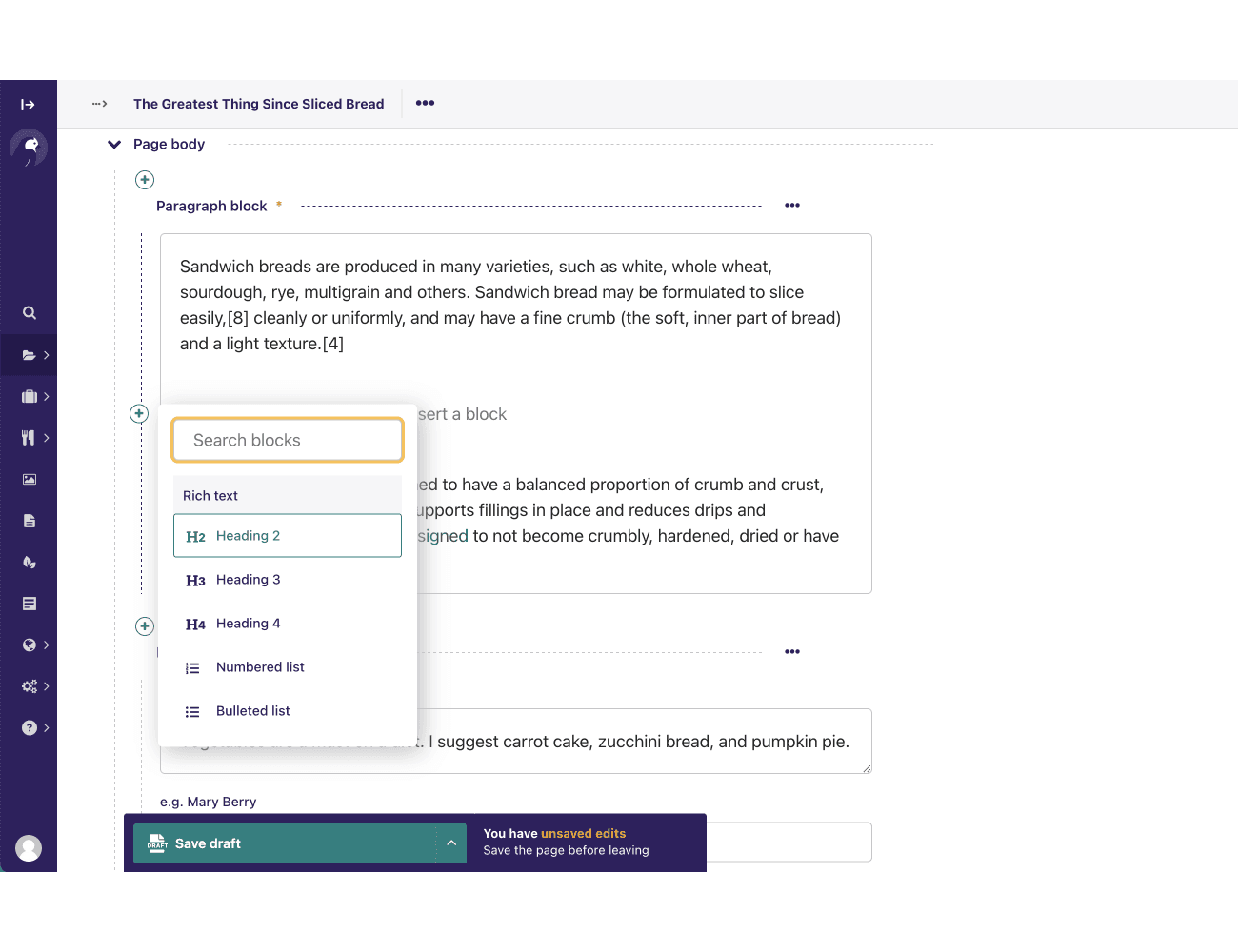 Wagtail screenshot 1