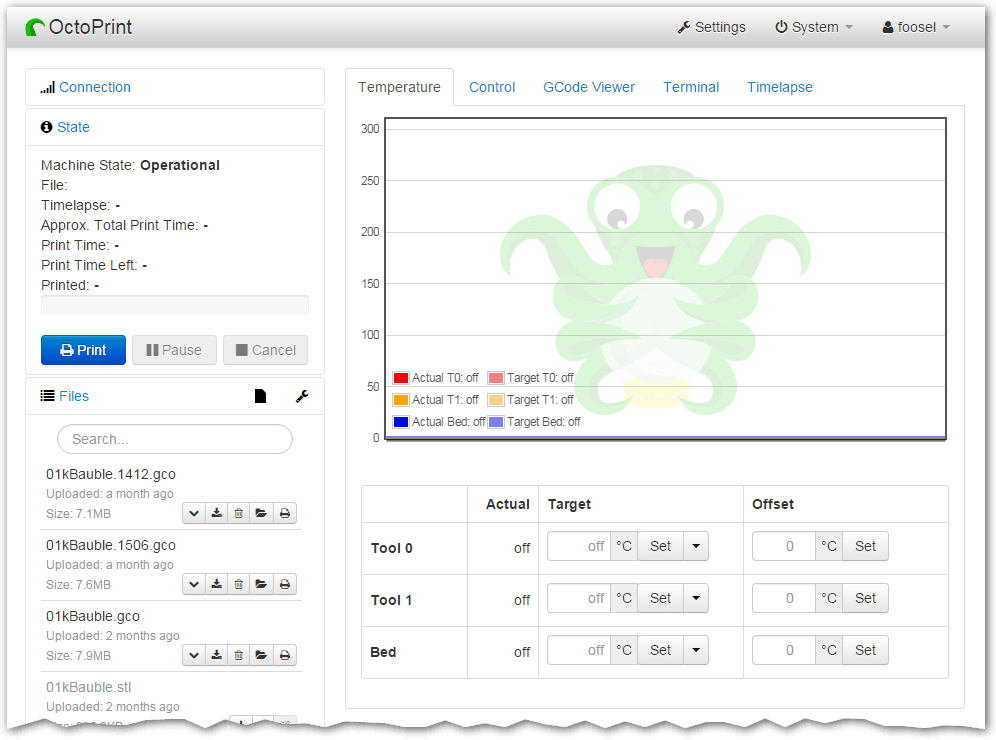 OctoPrint screenshot