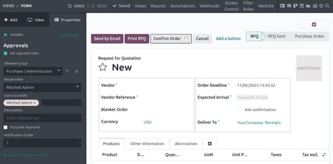 Odoo screenshot