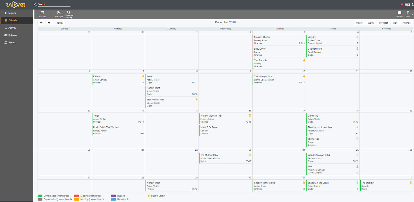 Radarr screenshot 1
