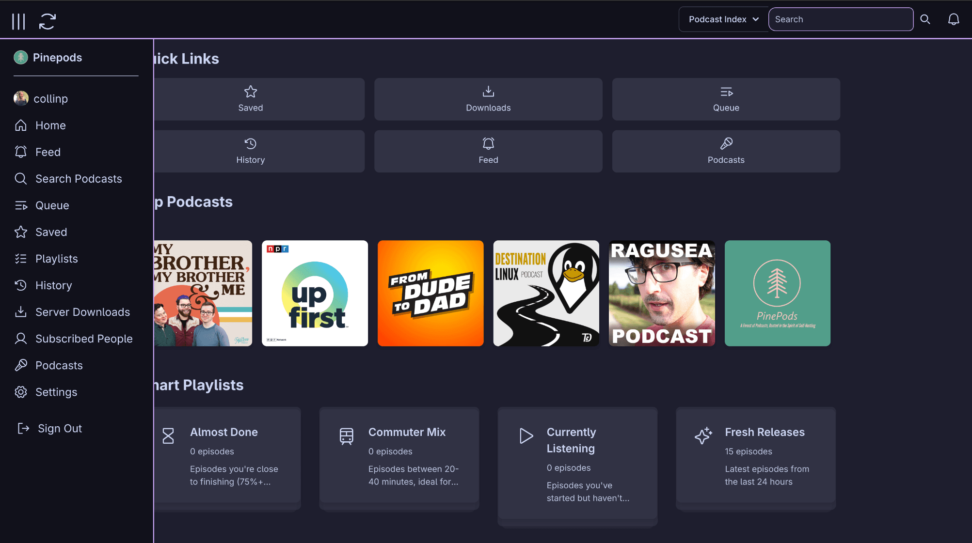 PinePods screenshot 1